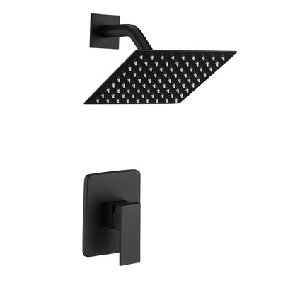 Système de robinet de douche noir mat pour salle de bain avec valve brute