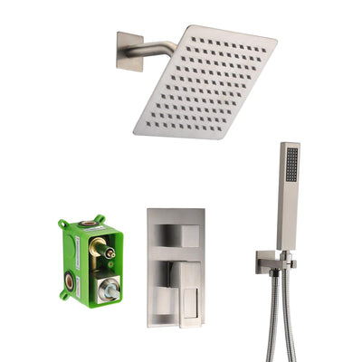 Robinet de douche en nickel brossé, valve brute incluse et composants métalliques complets