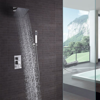 Robinet de douche en nickel brossé, valve brute incluse et composants métalliques complets