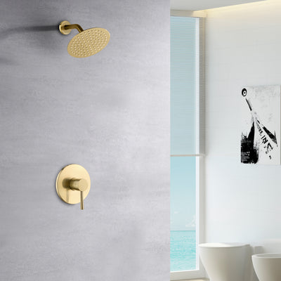 Robinet de douche en or brossé, valve d'équilibrage de pression anti-brûlure avec clapets anti-retour