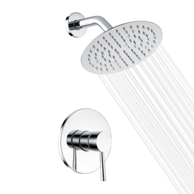 Robinet de douche de salle de bain avec valve, pomme de douche entièrement en métal et finition chromée