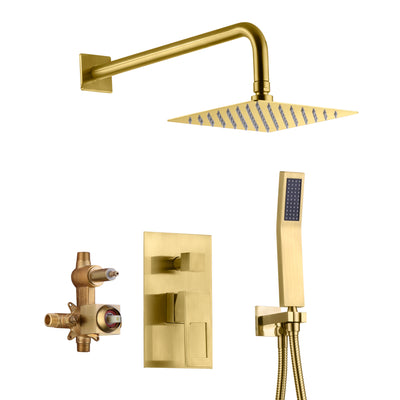 Système de robinet de douche à pression équilibrée avec valve, finition or brossé