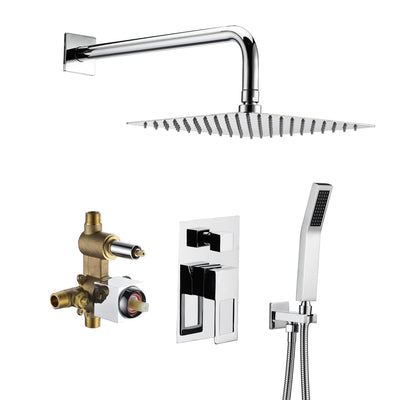 Système de douche à effet de pluie finition chromée avec valve d'équilibrage de pression