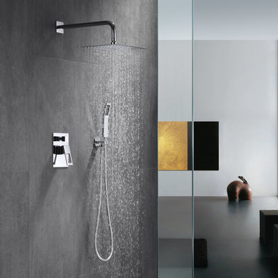Système de douche à effet de pluie finition chromée avec valve d'équilibrage de pression