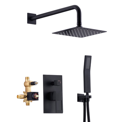 Systèmes de douche à effet de pluie noir mat avec valve d'équilibrage de pression, Sumerain