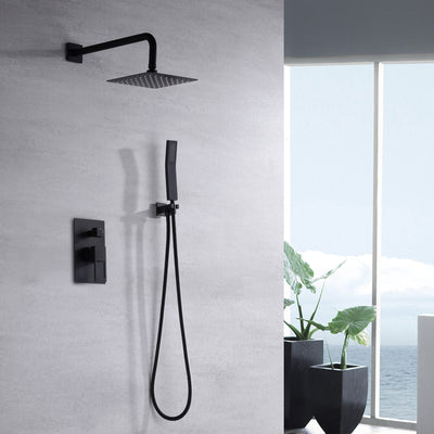 Systèmes de douche à effet de pluie noir mat avec valve d'équilibrage de pression, Sumerain