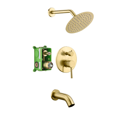 Ensemble de robinet de baignoire et de douche en or brossé avec bec de baignoire cascade