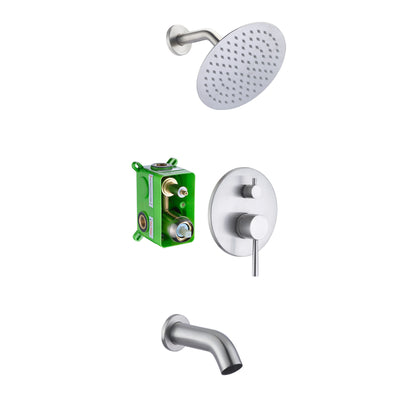 Ensemble de robinets de baignoire et de douche en nickel brossé avec bec de baignoire cascade et douche à effet de pluie haute pression