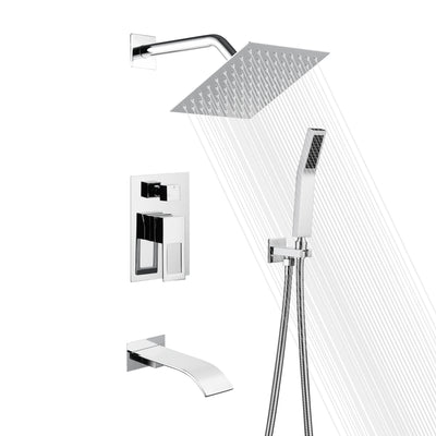 Ensemble de robinets de douche complet avec bec de baignoire cascade, valve d'équilibrage de pression anti-brûlure incluse