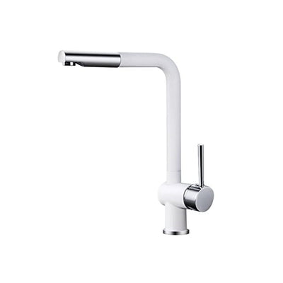 Robinet de cuisine extractible Sumerain, finition blanche et chromée