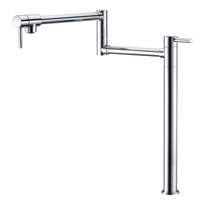 Robinet de remplissage de pot à montage sur pont, finition chromée avec tige d'extension et bec à double joint pivotant de 20"