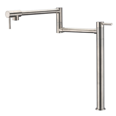 Support de pont de remplissage de pot, finition nickel brossé avec tige d'extension et bec à double joint pivotant de 20"