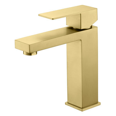 sumerain Robinet de lavabo de salle de bains en or brossé, robinet de vanité monotrou en acier inoxydable