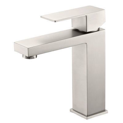 sumerain Robinet de salle de bain en nickel brossé, robinet de lavabo en acier inoxydable, poignée unique, trou unique