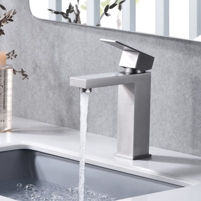 sumerain Bathroom Faucet Brushed Nickel Lavatory Faucet Stainless Steel Single Handle Single Hole