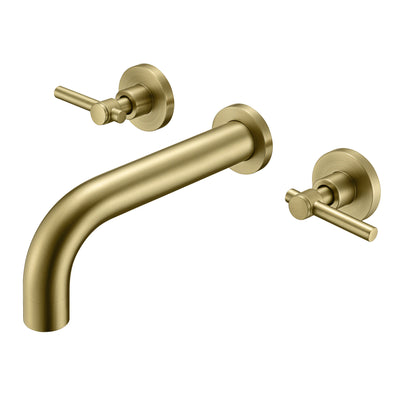 SUMERAIN Robinet de baignoire mural en or brossé, robinet de baignoire à 3 trous avec valve brute