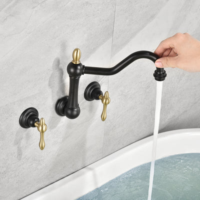 sumerain Wall Mount Bathtub Faucet Matte Black Tub Filler Vintage Leg clawfoot Tub Faucet