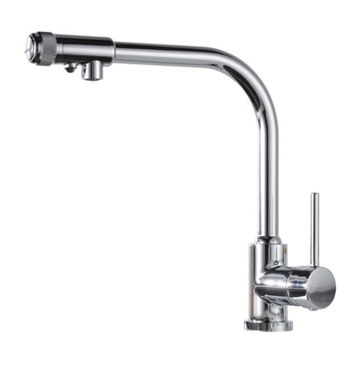 Robinet de cuisine à 3 voies avec filtre purificateur d'eau potable, laiton chromé